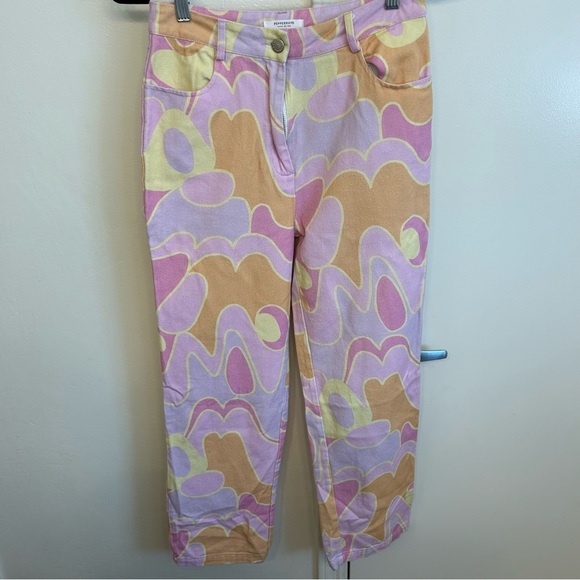 Peppermayo x Dolls Kill Psychedelic Print Keep Your Heart Pants Size 6 Y2K Retro - Picture 2 of 13